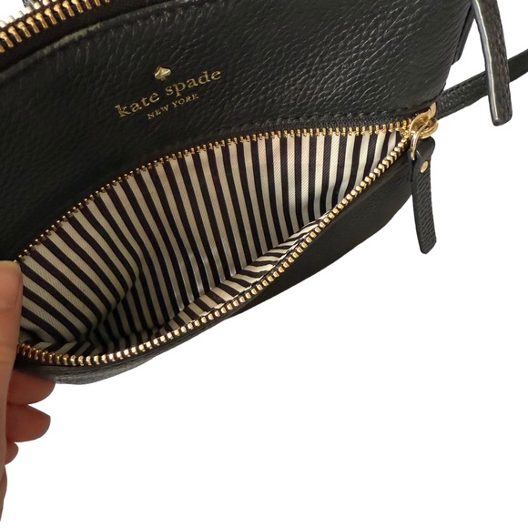 KATE SPADE BLACK “JACKSON” TOP ZIP PEBBLED LEATHER CROSSBODY BAG - Picture 5 of 11